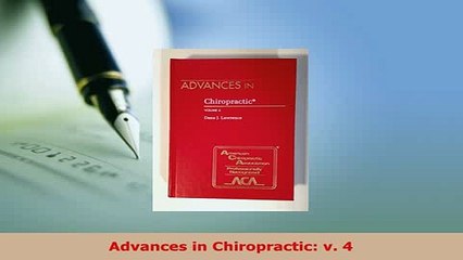 PDF  Advances in Chiropractic v 4 Free Books