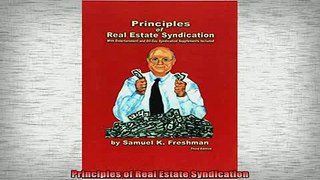 READ book  Principles of Real Estate Syndication Full EBook