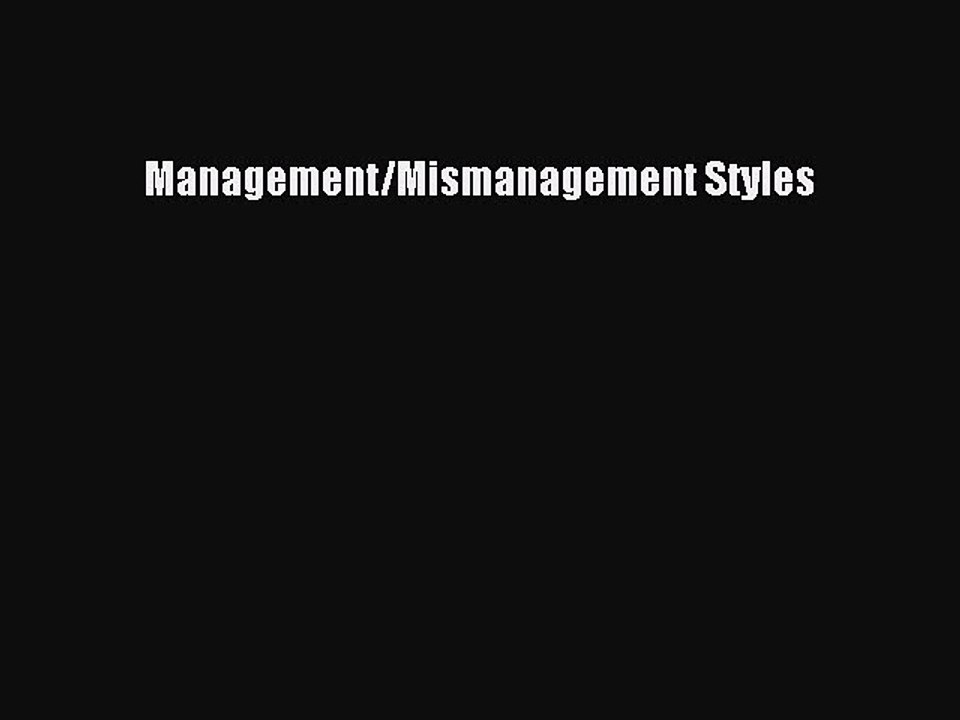 PDF Management/Mismanagement Styles  EBook