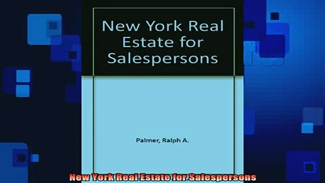 Downlaod Full PDF Free New York Real Estate for Salespersons Full EBook