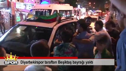 Diyarbekirspor taraftarı Beşiktaş bayrağı yaktı