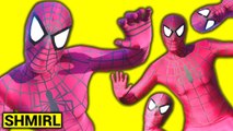 Pink SPIDERGIRL 2 Twins! 4 Spidergirl Sisters Dancing in a Car! Superhero Movie in Real Life SHMIRL (1080p)