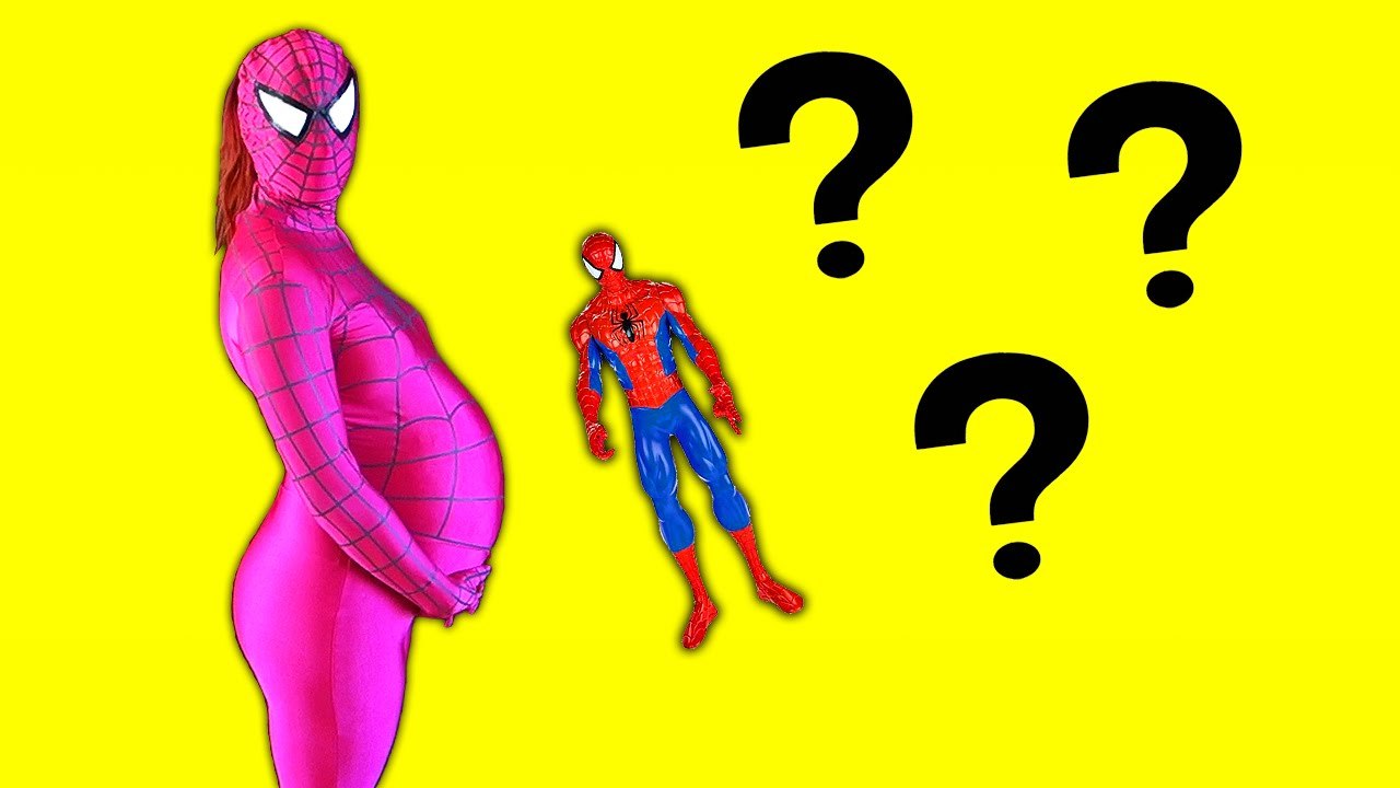 Pink Spidergirl Pregnant _ Spiderman & Frozen Anna in Real Life! Fun Superhero Movie IRL (1080p)