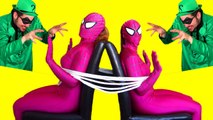 Pink Spidergirl Twins vs The Riddler! Sisters are Kidnapped! Fun Superhero Movie in Real Life (1080p)