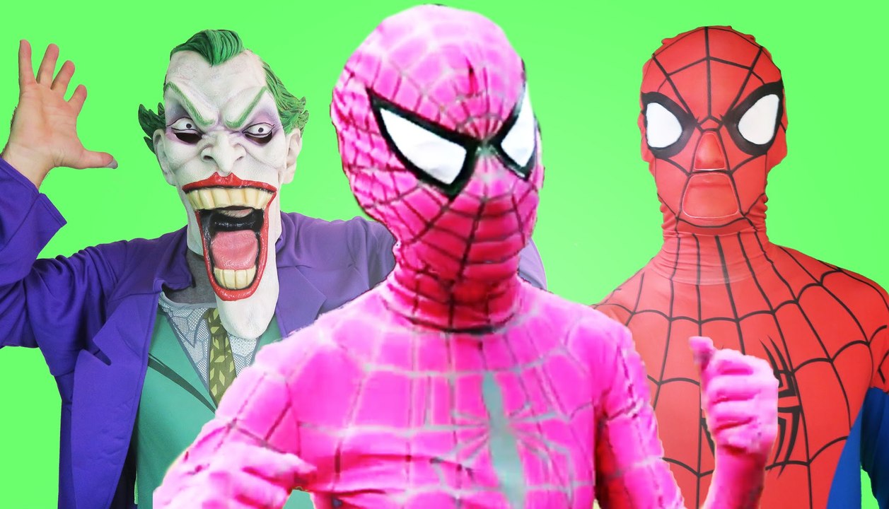 Pink Spidergirl vs Spiderman vs Joker - Pink Spidergirl in Real Life Movie (1080p 60fps)