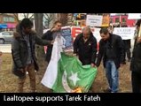 Tarek Fatah burning Pakistani flag in Canada with Baloch nationalists