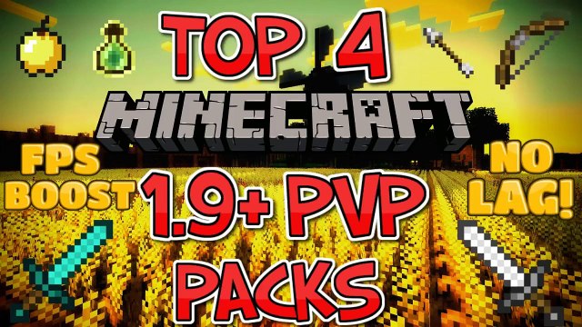 TOP 4 Minecraft PvP Texture Packs / Resource Packs 1.9+ ( FPS Boost - No Lag! )