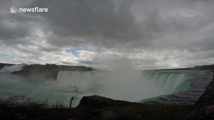High quality footage of Niagara Falls on a freezing morning