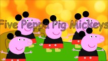Five Little PEPPA PIG MICKEYS Jumping on the Bed | Children's Nursery Rhyme