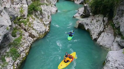 Kayaking the Soca River in Slovenia looks like an amazing experience