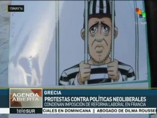 Griegos se solidarizan con Francia por la reforma laboral
