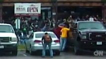 Dashcam footage captures biker gang brawl
