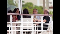George Clooney enjoy a glass of bubbly during lunch with wife Amal Clooney and pals in Cannes