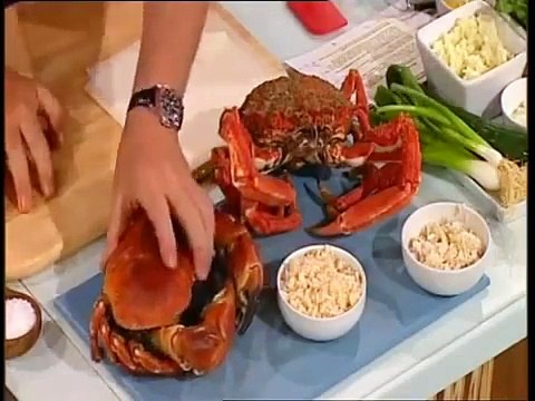 JAMES MARTIN Crab spring rolls with crab cakes and watercress SATURDAY KITCHEN