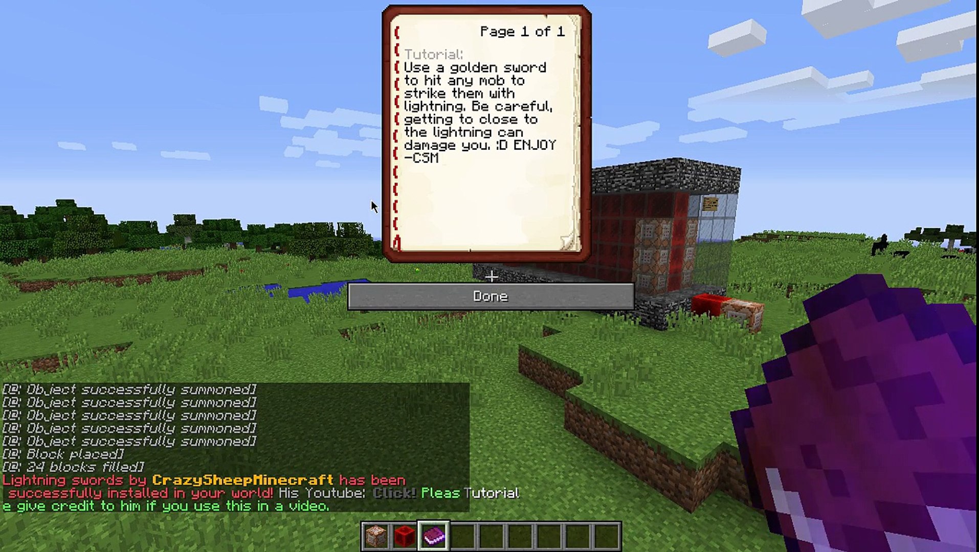 Lightning Sword One Command Minecraft Video Dailymotion