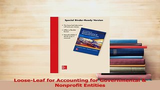 Read  LooseLeaf for Accounting for Governmental  Nonprofit Entities Ebook Free