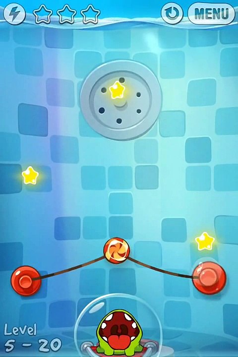 Cut The Rope Experiments 5-20 Bath Time Walkthrough /  Solution Level Guide. 3 Stars.