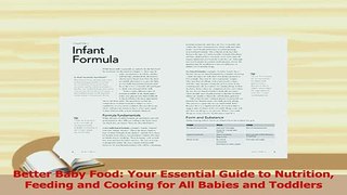 Read  Better Baby Food Your Essential Guide to Nutrition Feeding and Cooking for All Babies and Ebook Free