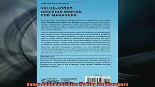 READ book  ValueAdded Decision Making for Managers Full Free