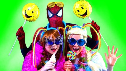 Spiderman & Frozen Elsa & Anna! Party Time, Let's Dance! Superhero Fun in Real Life _) (1080p)