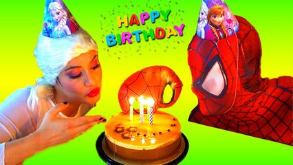 Spiderman & Frozen Elsa vs Hulk! Spiderman's Birthday in Real Life - Fun Superhero Movie! (1080p)