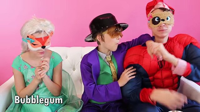 BUBBLE GUM CHALLENGE! Spiderman & Frozen Elsa vs Joker! Superhero Fun in Real Life! - KITTIESMAMA
