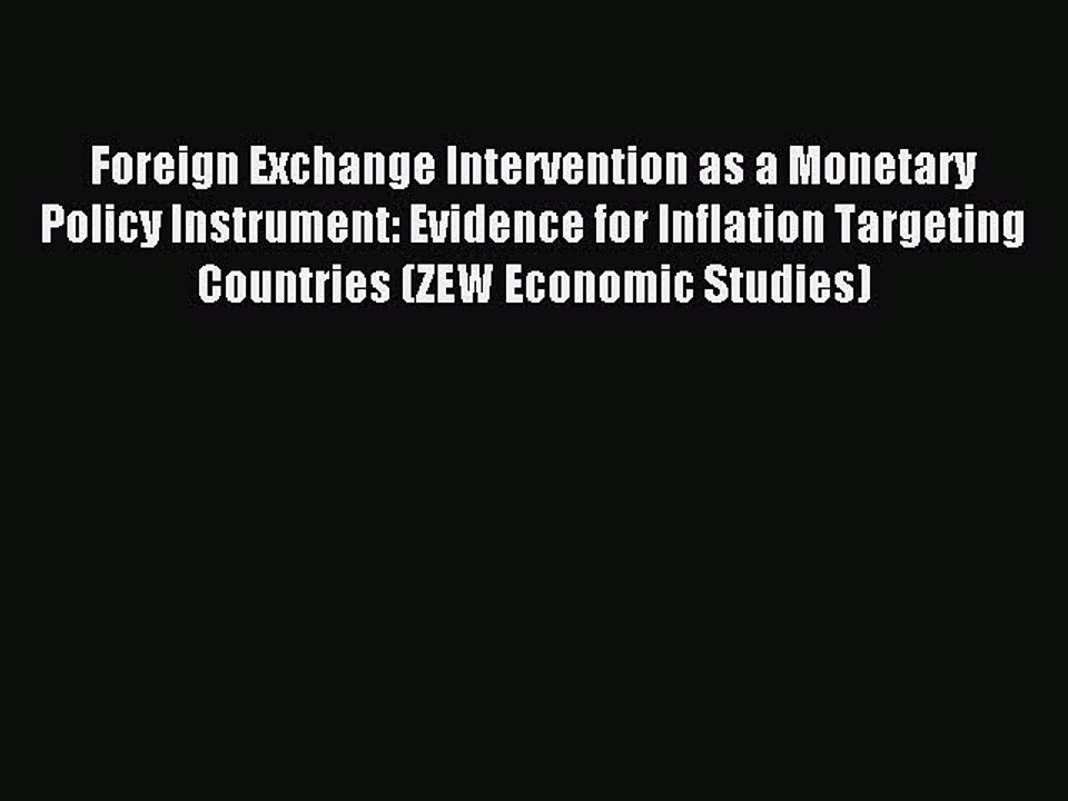 Read Foreign Exchange Intervention as a Monetary Policy Instrument: Evidence for Inflation