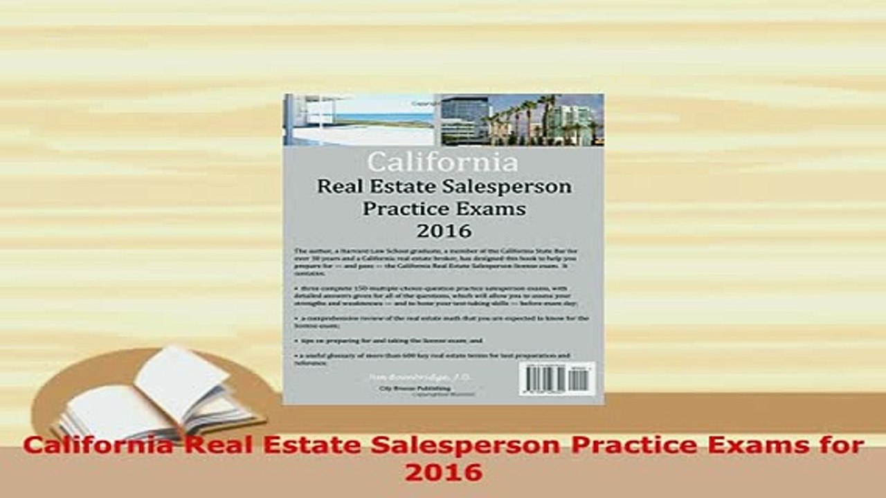 PDF  California Real Estate Salesperson Practice Exams for 2016 Free Books