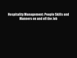 Download Hospitality Management: People Skills and Manners on and off the Job PDF Free