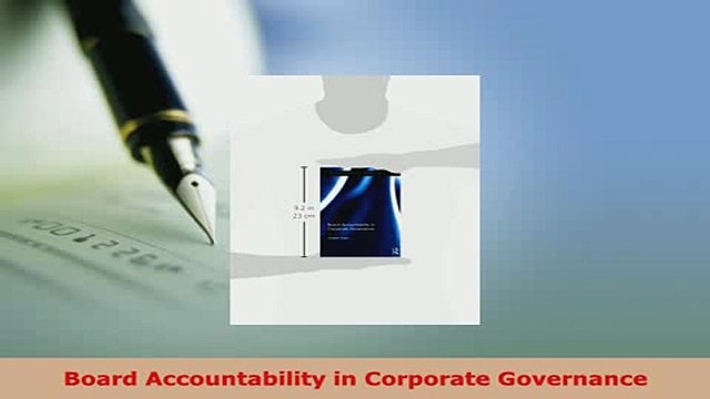 PDF Board Accountability in Corporate Governance Free Books