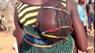 African tribal woman costume and dancing