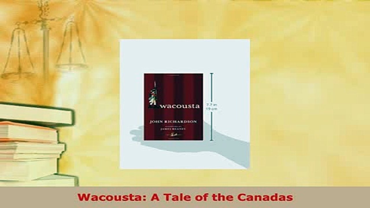PDF  Wacousta A Tale of the Canadas  EBook