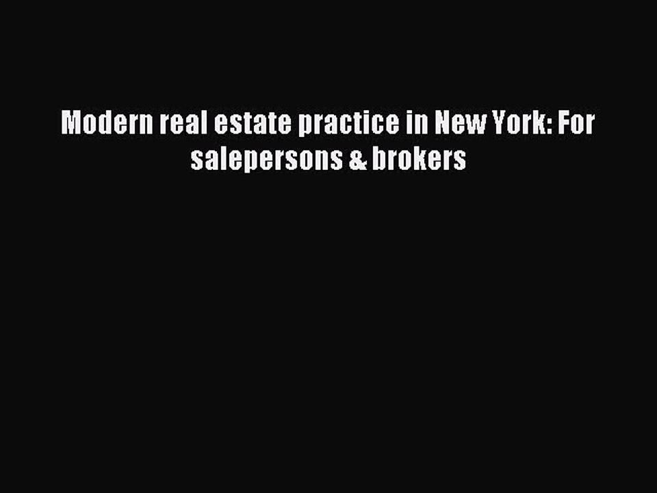 Download Modern real estate practice in New York: For salepersons & brokers Ebook Free