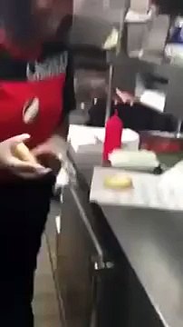 Checkers Employee Wipes Customer's Sandwich Bun On The Floor -By Funny & Amazing Videos Follow US!!!!!!!!