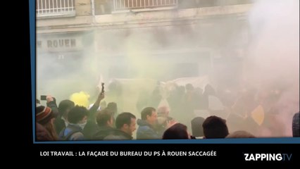 Loi Travail : Des manifestants s’attaquent au bureau du PS à Rouen et saccagent la façade (Vidéo)