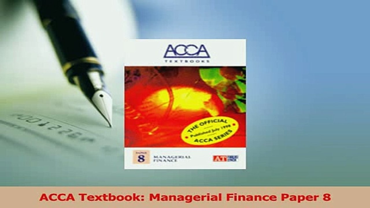 Download  ACCA Textbook Managerial Finance Paper 8 Ebook Online