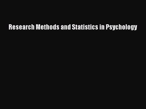 [PDF] Research Methods and Statistics in Psychology Full EBook