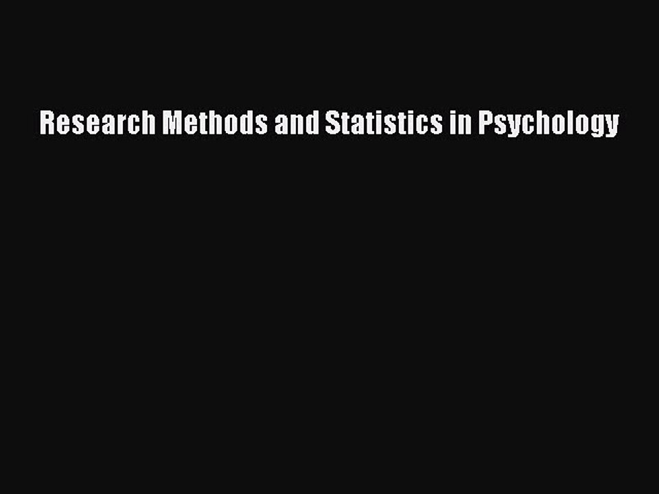 [PDF] Research Methods and Statistics in Psychology  Full EBook