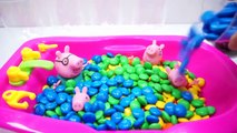Baby Doll Bath Time With Chocolate Candy Learn Colors Peppa Pig Family