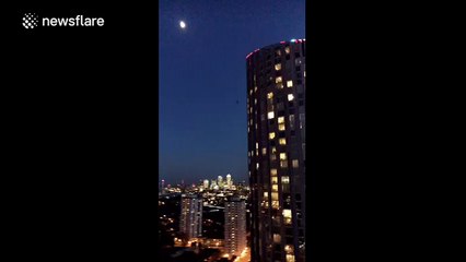 Mysterious parachutist jumps off Halo Building in London, UK