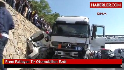 Fireni patlayan tır otomobile çarptı