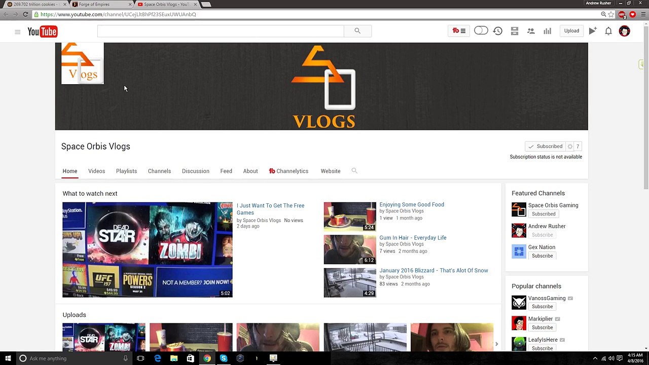 Space Orbis Vlogs Channel Review - Rusher Channel Reviews Episode 3