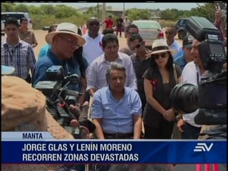 Recorrido de Lenín Moreno y Jorge Glas por Manabí