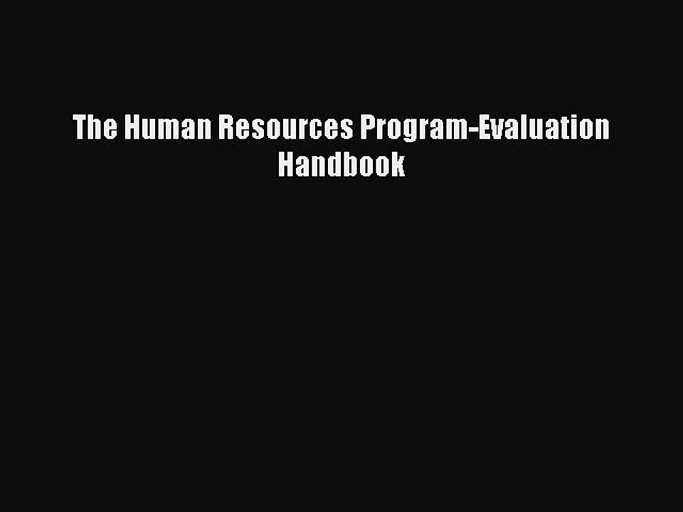 Read The Human Resources Program-Evaluation Handbook Ebook Free