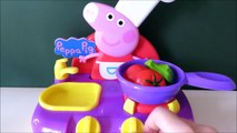 Learn colors names of vegetables Peppa Pig kitchen velcro cutting vegetables learn English ESL
