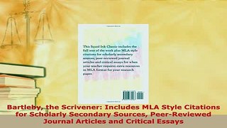 PDF  Bartleby the Scrivener Includes MLA Style Citations for Scholarly Secondary Sources Free Books