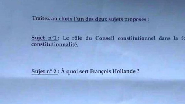À quoi sert François Hollande ? : l'étonnant sujet d'examen d'une fac de droit !