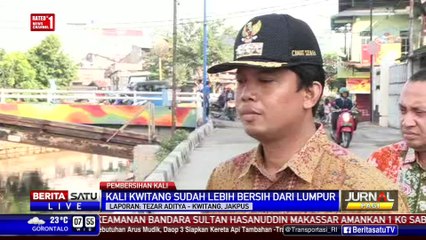 Kali Ciliwung di Kwitang Nampak Bersih dari Lumpur