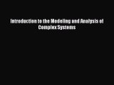 Read Introduction to the Modeling and Analysis of Complex Systems Ebook Free