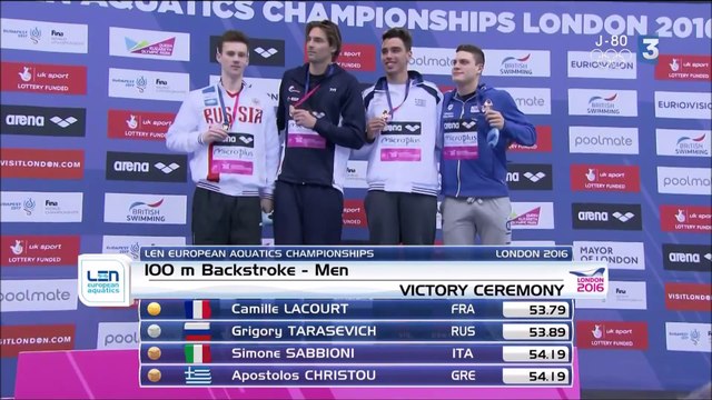 finale 100m dos H - ChE 2016 natation (Lacourt champion)